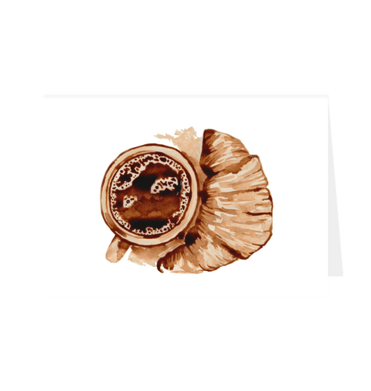 White Crema and Croissant greeting card